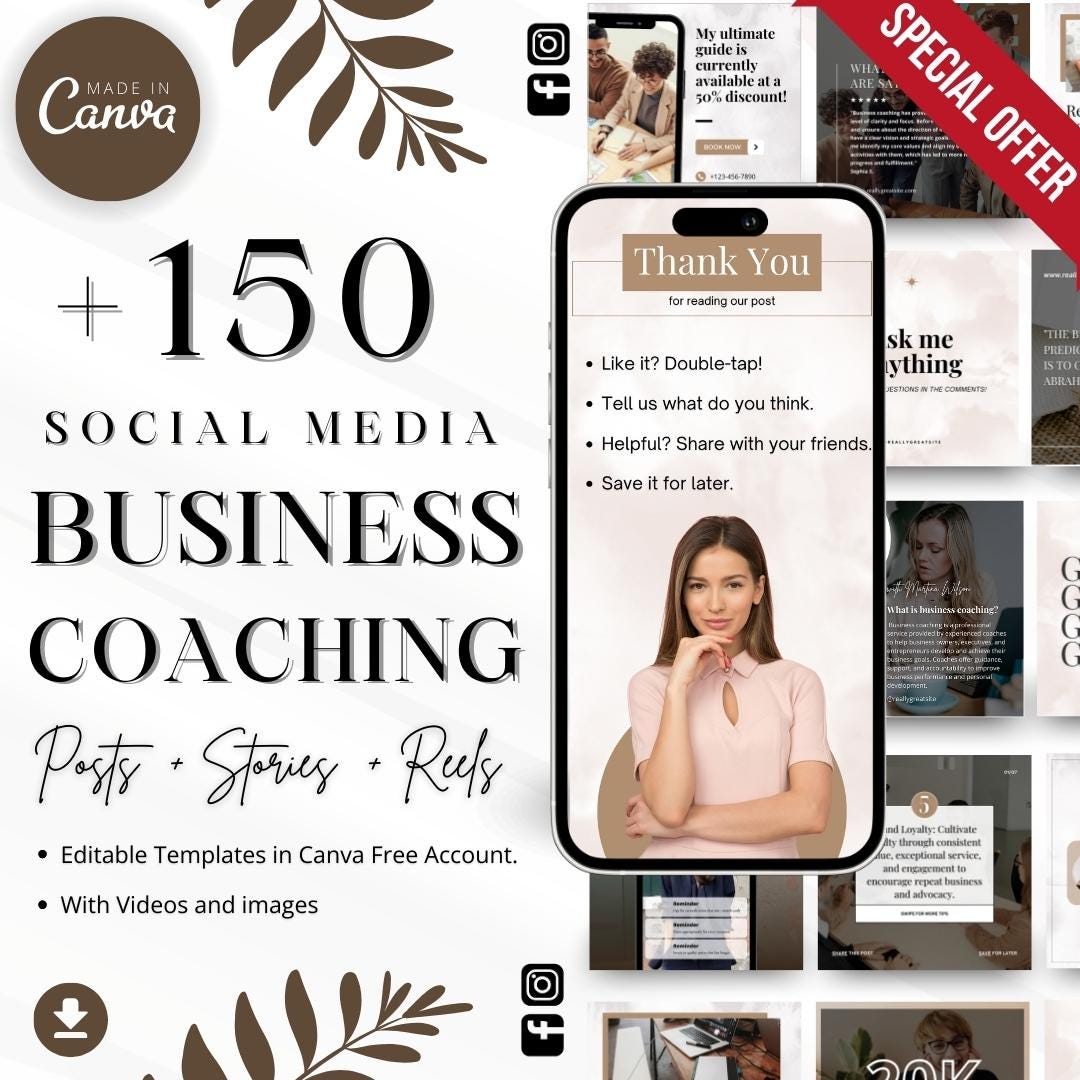 Modern Instagram Templates for Coaches & Business Social Media Posts ...