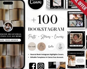Modelli Instagram neri, post minimalisti sui social media, copertine con storie e punti salienti (download digitale)