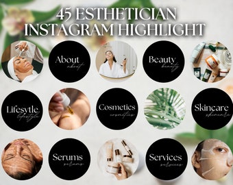 Portadas destacadas de Instagram de esteticistas: Íconos del cuidado de la piel (Descarga digital)