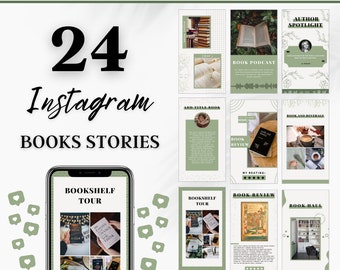 Minimalist Bookstagram Story Templates: Green Sage Instagram Stories (PDF)