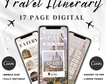 Modello di itinerario di viaggio in Spagna / Planner mobile, viaggio in Europa (download digitale)