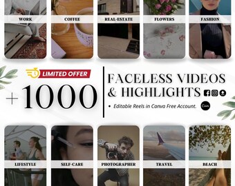 Pacchetto di marketing senza volto: oltre 1000 reel e momenti salienti modificabili (download digitale)