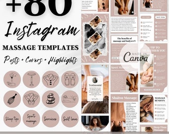 Plantillas de Instagram para terapia de masajes: Earth Tones Spa (Descarga digital)