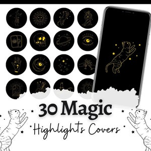 Celestial Instagram Highlight Cover Icons Moon Phases Highlight Covers Black & GOLD Icons Gothic Instagram Stories Boho Highlight Covers