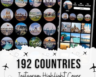 Reisende Highlight-Symbole, Reiseblog, Instagram-Reise-Highlight-Cover, Länder, Instagram-Story-Highlight-Symbol, Reise-Influencer