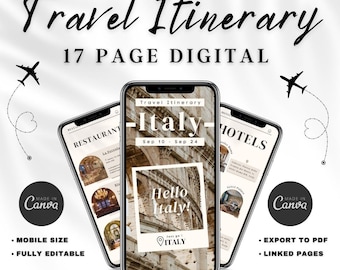 Modello di itinerario di viaggio modificabile / Pianificatore di viaggio mobile (download digitale)