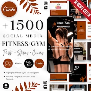 Fitness instagram post template, Fitness Social Media Bundle Templates, Fitness Template, Fitness Instagram, Fitness Trainer Instagram
