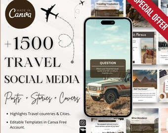Travel Social Media Templates | Canva Branding Kit (Digital Download)
