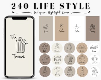 Lifestyle Instagram Highlight Covers: Neutral Line Art (PNG)