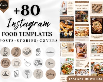 Modelli Instagram minimalisti per il cibo: post modificabili, storie e copertine in evidenza (PDF)