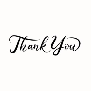 May include: A handwritten thank you message in black cursive script on a white background.