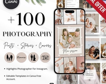 Photography Instagram Post Template: Modern Canva Story & Highlight (Digital Download)