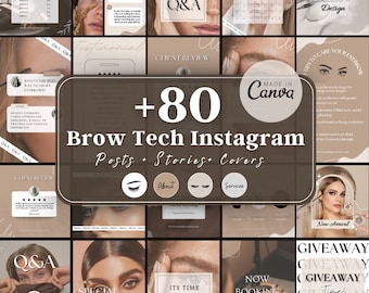 Plantillas de Instagram de Brow Tech: Publicaciones neutrales para redes sociales (Descarga digital)