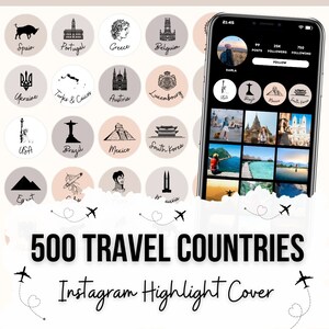 Countries Instagram Highlight Covers travel Countries Illustrations for Instagram Stories Travel tour highlight covers for instagram