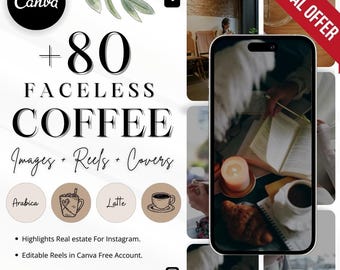 Coffee Reels & Stories: Faceless Instagram Templates (Canva Editable)