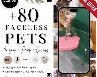 Reels de mascotas sin rostro: Plantillas de video para Instagram (Canva editable)
