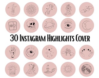Celestial Instagram Highlight Covers: Moon Phases, Pink Story Icons (Digital Download)