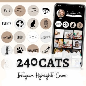 Cat Instagram Highlight Covers Cats Story Social Media cute neutral cat highlight cover Cat Icons for Instagram