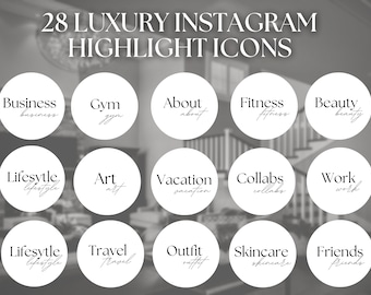 Portadas destacadas de Instagram de lujo: Iconos blancos de redes sociales (descarga digital)
