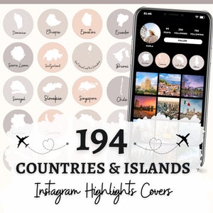 Reizen Instagram Hoogtepunten Covers, Landen & Eilanden Hoogtepunten covers, Landen Eilandenkaarten, reiskaarten voor Instagram, reisverhalen