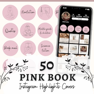 Pink Book Instagram Highlight Covers | Minimal Line Art Instagram Highlight Covers | Books Blogger Instagram Story | Pink Highlight Covers