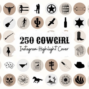 Cowgirl Instagram Highlight Cover, Cowboy Icons Boho Instagram Stories, Neutral Story Highlight Covers, cowgirl neutre met en évidence des couvertures