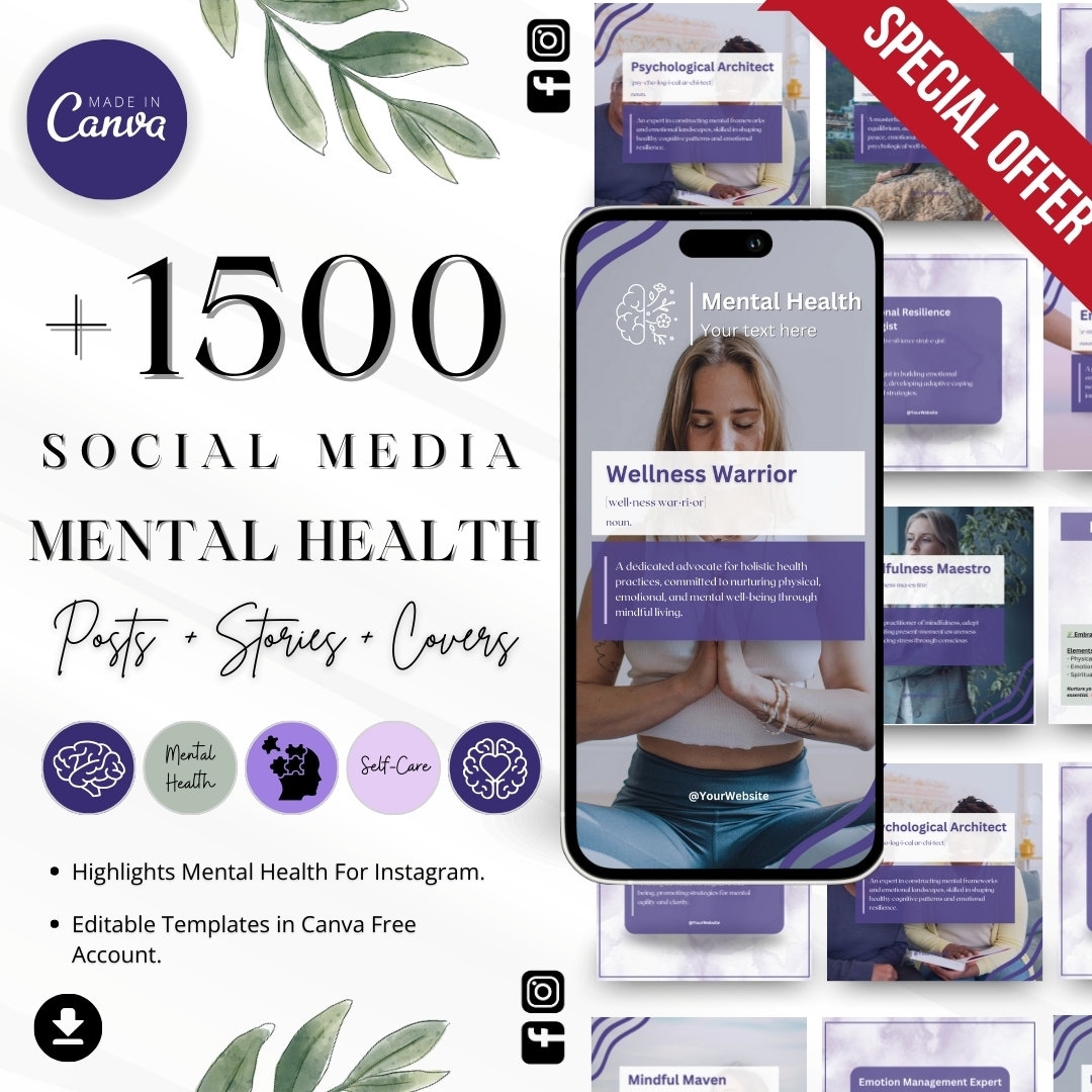 Mental Health Social Media Templates: Instagram & Facebook (canva ...