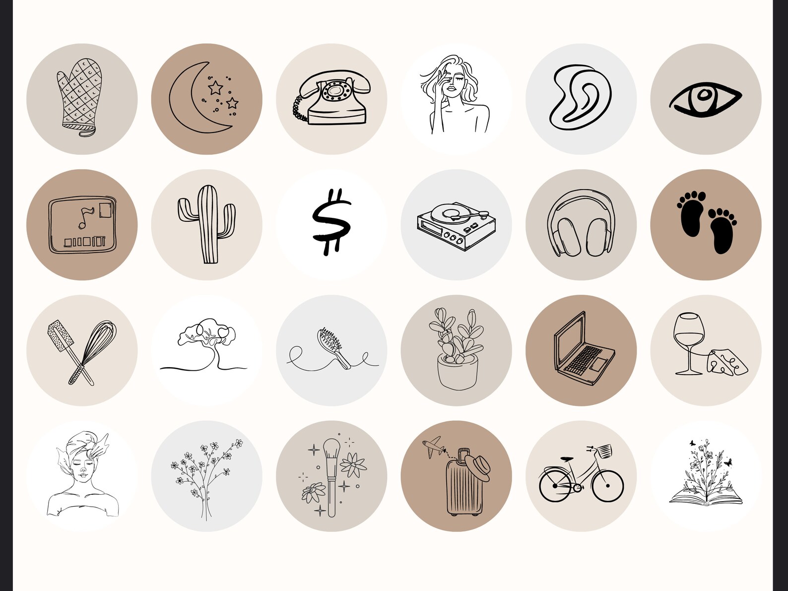 Line Art Highlight Boho Instagram , Boho Highlight Icons, Neutral Boho ...