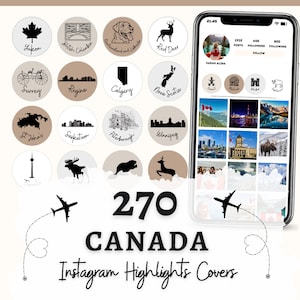 Canada Instagram Highlight Covers | Canadian Cities & Territories | Canada Instagram Stories | Canada Highlight icon | Neutral Canada Story