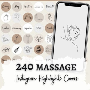 Massage Therapist Highlight Instagram, Spa Highlights cover IG, Neutral Massage Icons, Self Care Highlights, Relaxation highlights cover