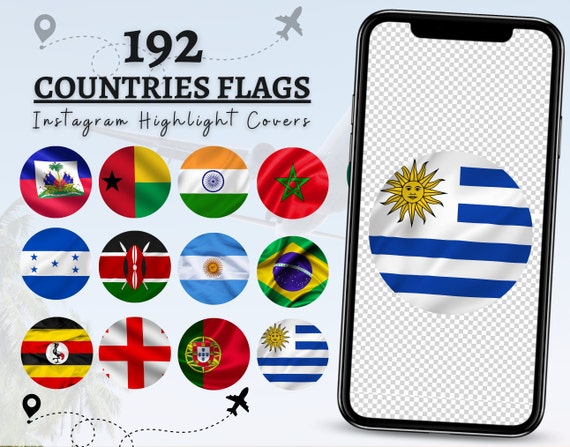 Country Flags Instagram Highlight Covers | 192 Travel Icons (Digital Download)