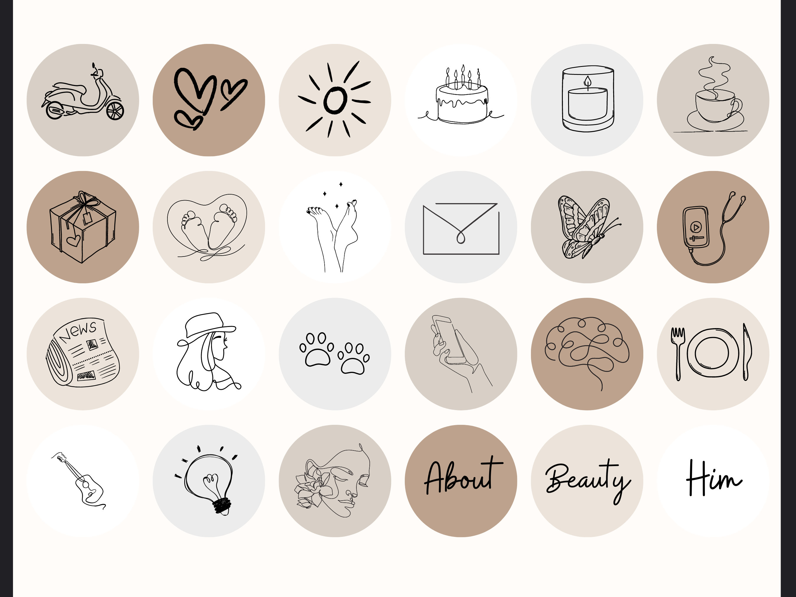 Line Art Highlight Boho Instagram , Boho Highlight Icons, Neutral Boho ...