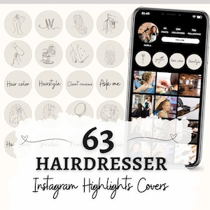 Hairdresser Instagram Highlight Covers, Hair Salon Icons, 63 Hairdresser Illustration, Beige Highlight Covers, Hairstylist instagram story