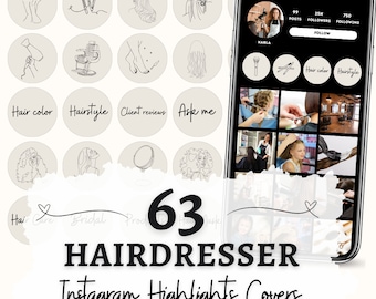 Copertine Instagram in evidenza per parrucchieri: 63 icone beige per saloni (PNG)