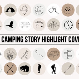 Neutral Camping Instagram Highlight Covers | Outdoor Adventure Highlight Covers | Camp Covers, travel, adventure, hiking, trekking, camping