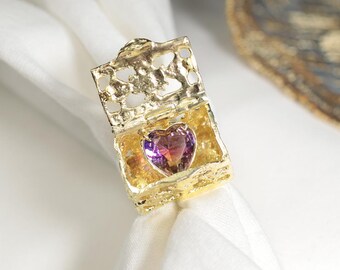 Statement Ring ,Adjustable Ring,Silver Ring,Brass Ring,Glass Setting