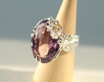 Statement Ring ,Adjustable Ring,Silver Ring,Brass Ring,Glass Setting
