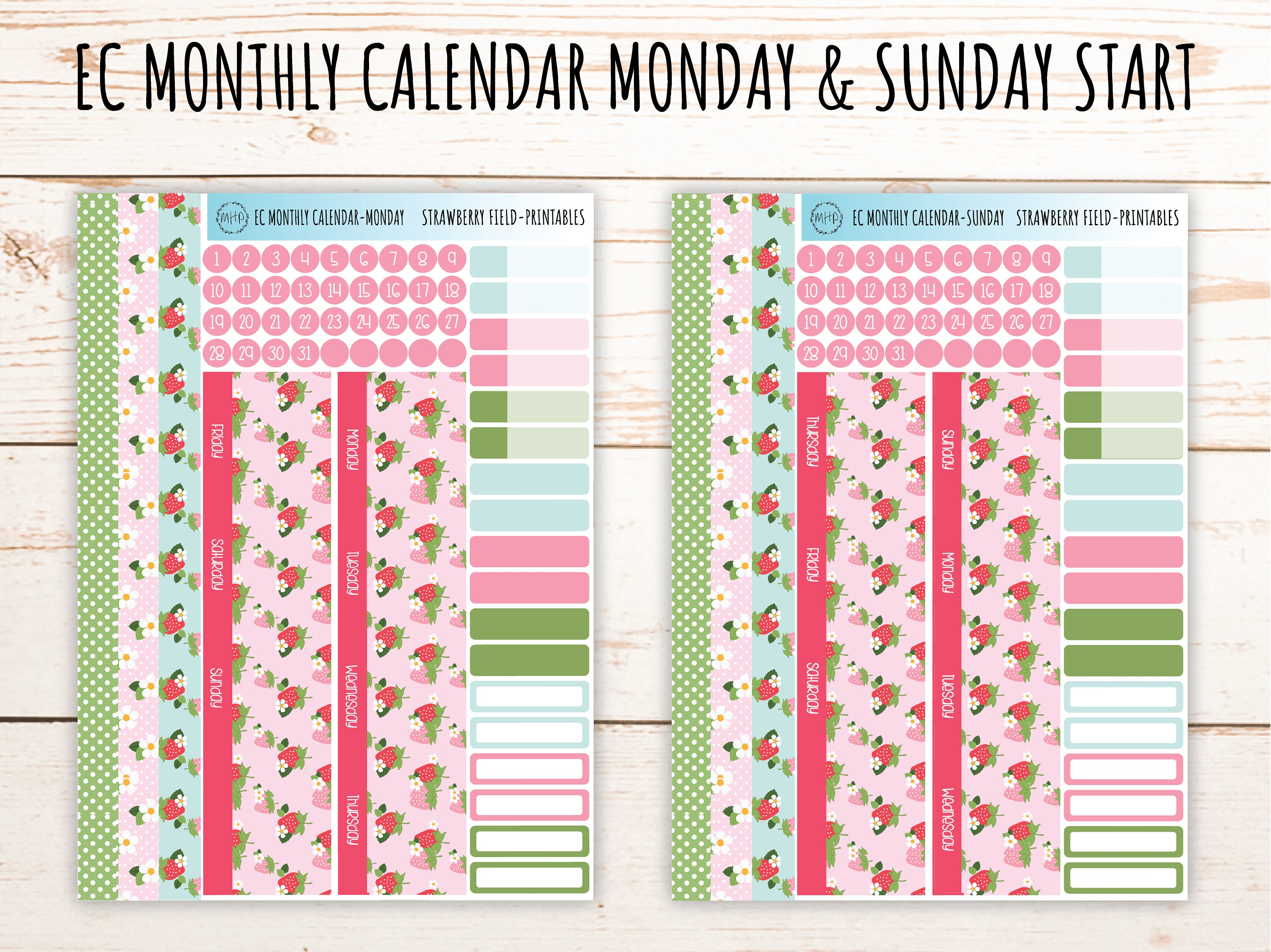 Printable Sticker for Monthly Calendar Layout. Sticker for 7x9 Erin ...