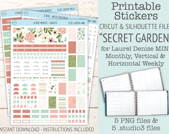 Printable Sticker for Laurel Denise MINI Planners. "Secret Garden" || LD106