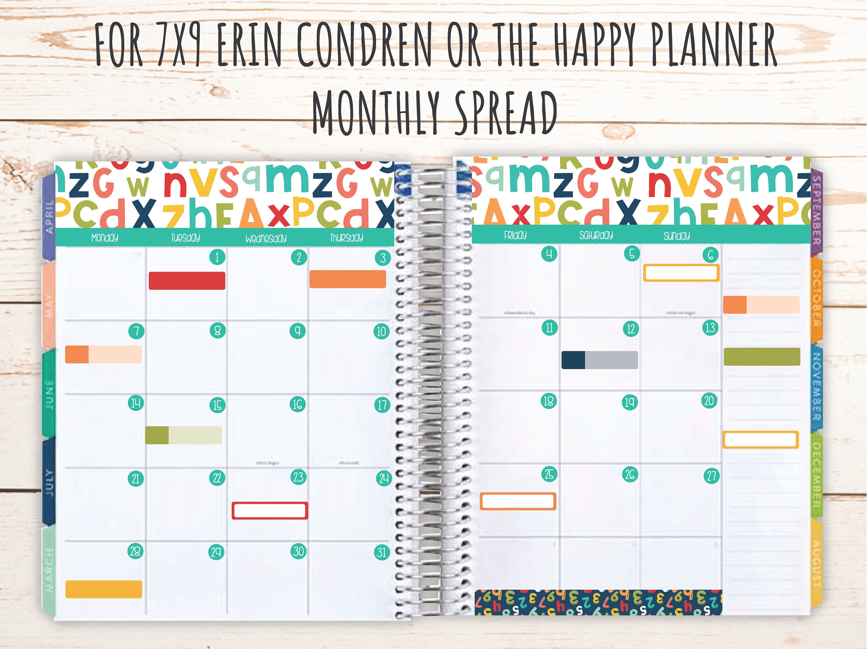 Printable Sticker for Monthly Calendar Layout. Sticker for 7x9 Erin ...