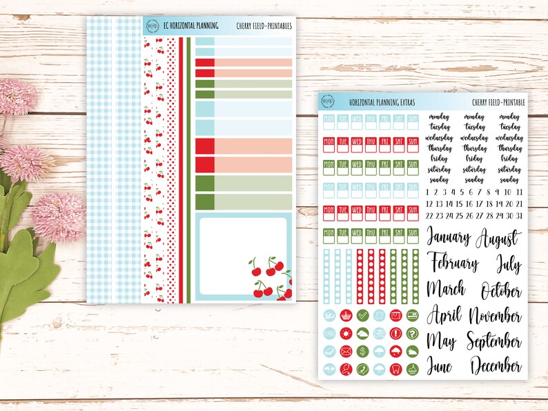 Sticker Design Grid Printable Stickers for Horizontal Planning & Daily Duo. Sticker for 7x9 ...