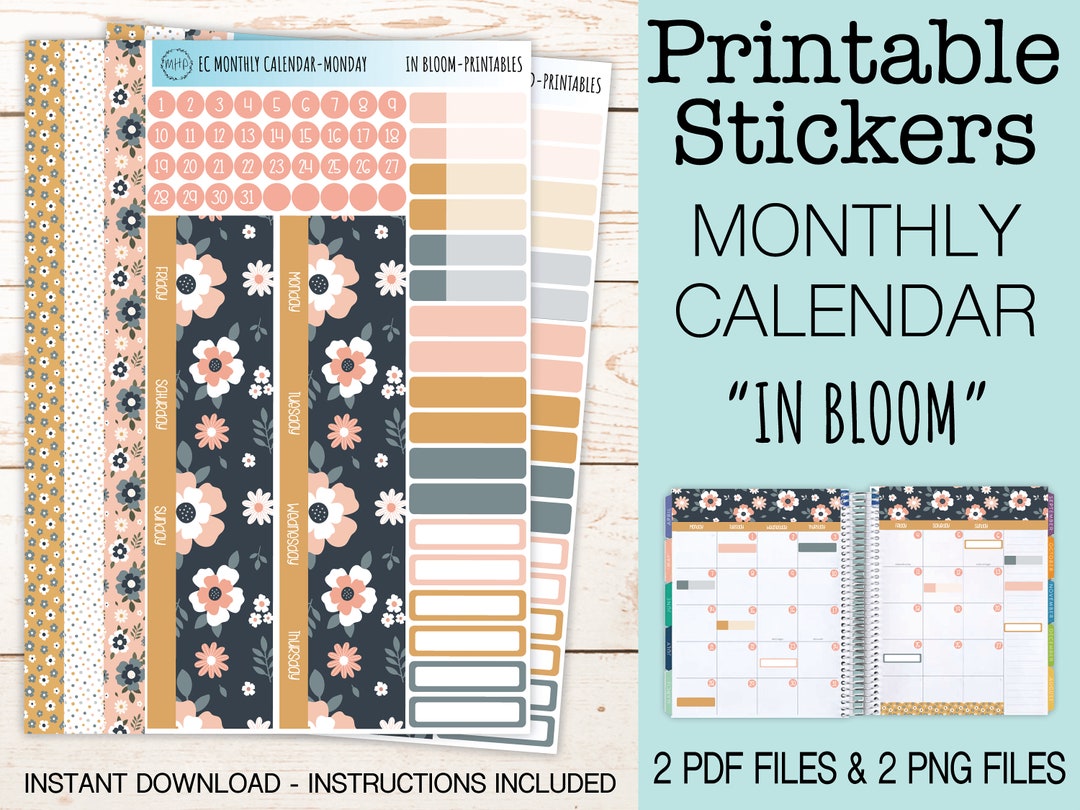 Printable Sticker for Monthly Calendar Layout. Sticker for 7x9 Erin ...