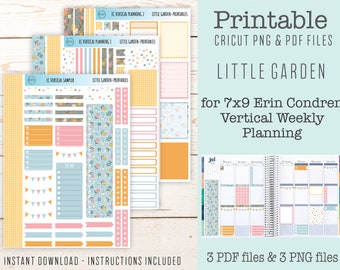 Printable Stickers for Vertical Weekly Planning. Sticker for 7x9 Erin Condren Planners. LITTLE GARDEN || EC106