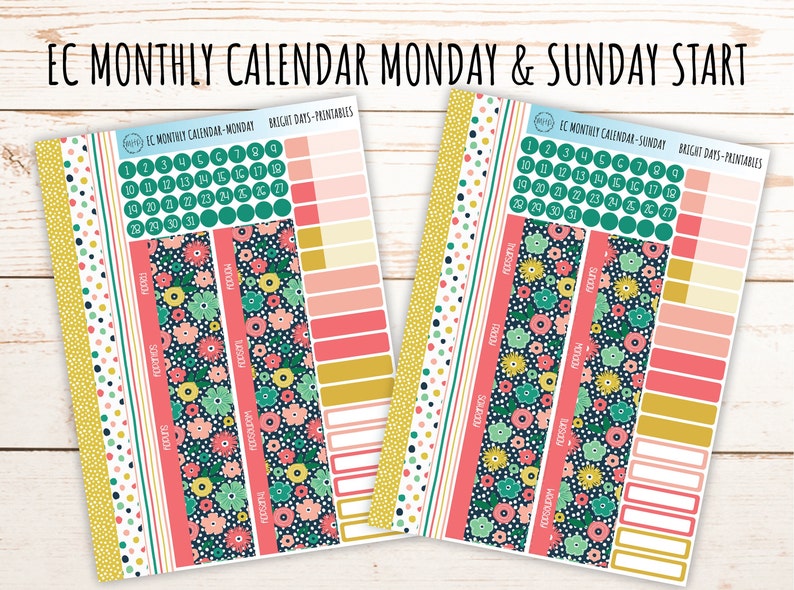 Printable Sticker for Monthly Calendar Layout. Sticker for 7x9 Erin ...