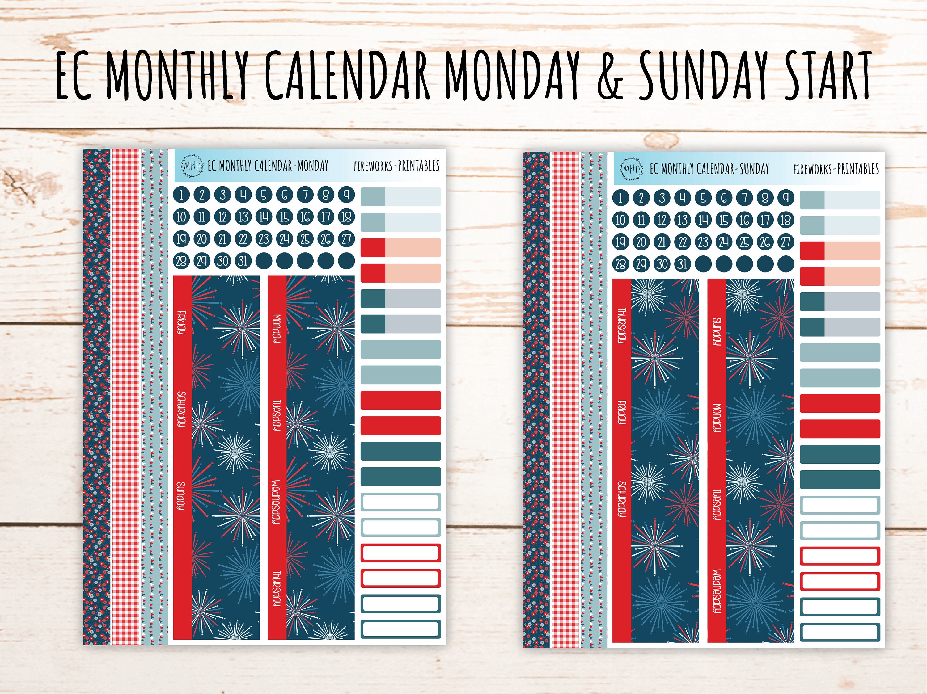 Printable Sticker for Monthly Calendar Layout. Sticker for 7x9 Erin ...