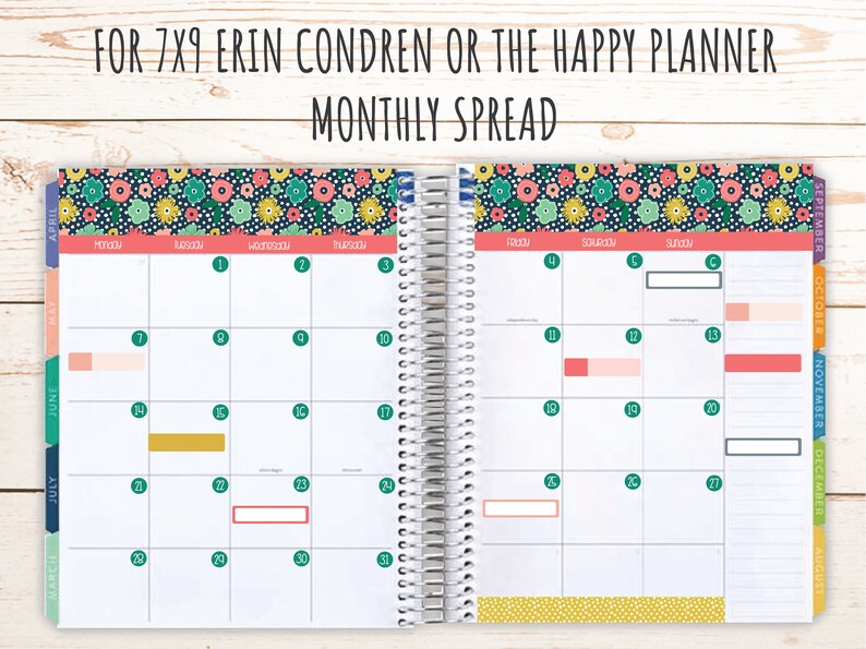 Printable Sticker for Monthly Calendar Layout. Sticker for 7x9 - Etsy