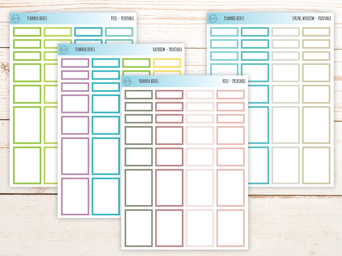 Printable Planner Boxes. Boxes for the Classic HP Weekly Layout. Color ...