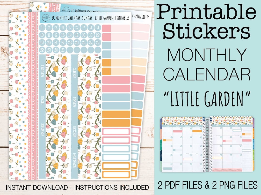 Printable Sticker for Monthly Calendar Layout Sticker for 7x9 Erin