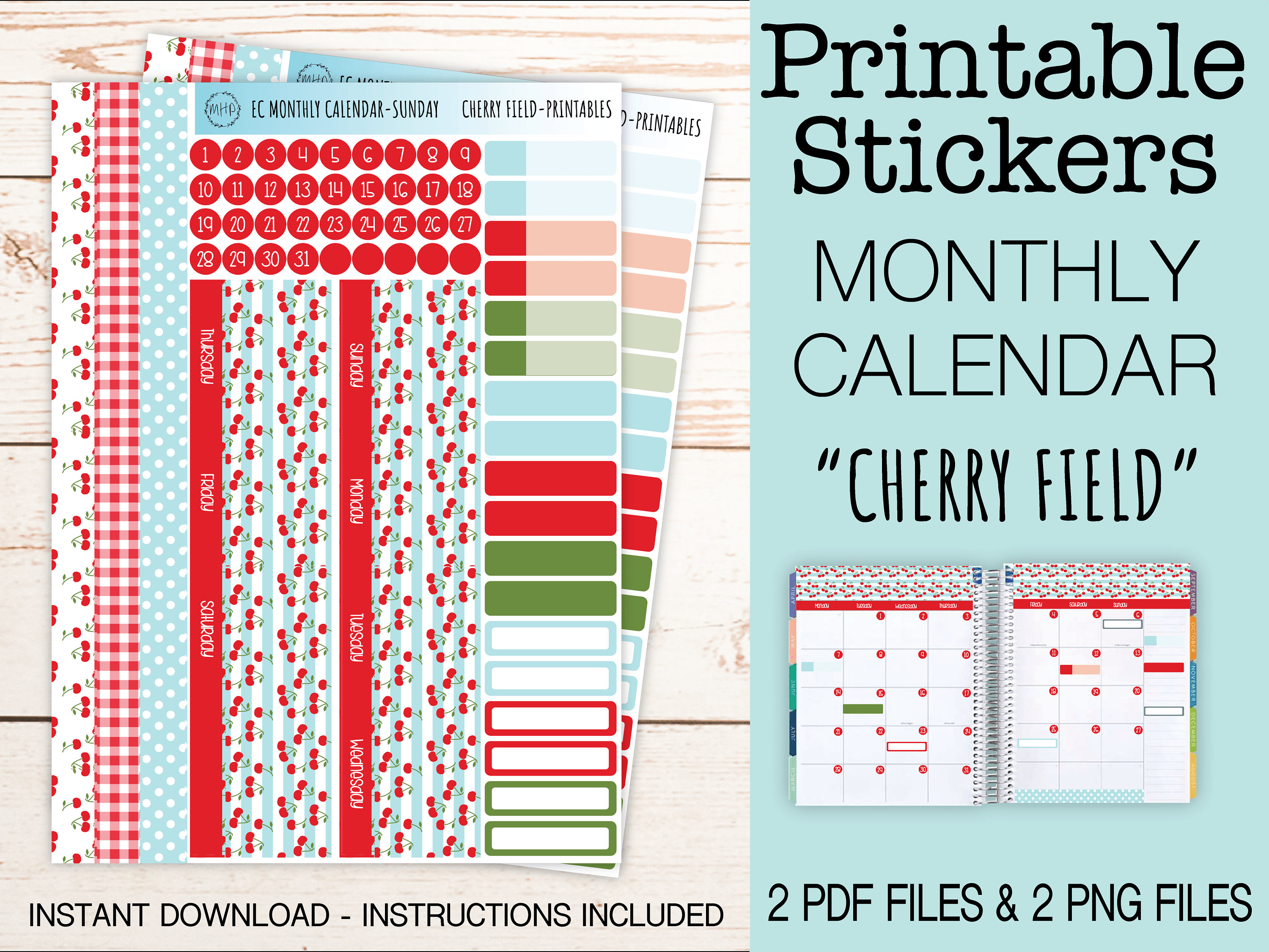 Printable Sticker for Monthly Calendar Layout. Sticker for 7x9 Erin ...