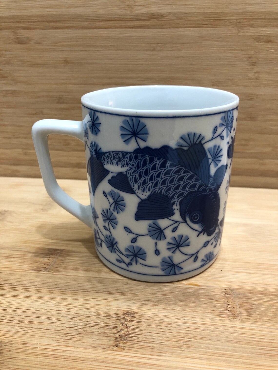 Vintage Porcelain Koi Fish Coffee Mug Etsy